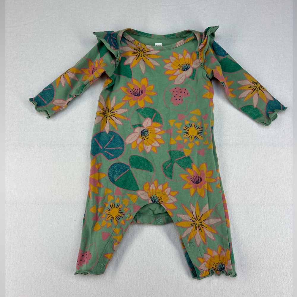 Tea Collection Green Floral Kids Bodysuit